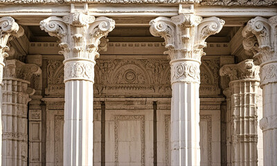 Obraz premium Ornate White Stone Columns Architectural Detail