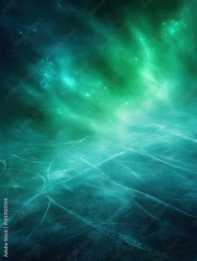 Poster Quantum Momentum Ethereal Digital Landscape Revealing Fractal Ice Dynamics with Luminescent Emerald Atmospheric Depth - Futuristic Tech Visualization