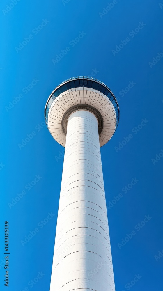 Aufkleber minimalist aviation infrastructure ai-enhanced radar control tower symbolizing next-gen flight safet