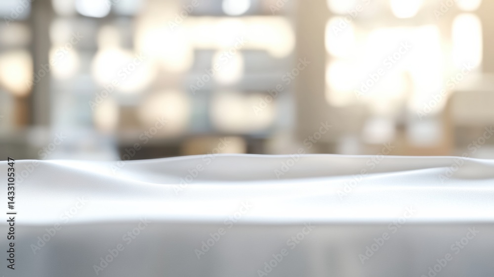 Poster Minimalist White Surface Mockup Clean Professional Product Backdrop with Soft Bokeh Lighting for Modern Branding Solutions
