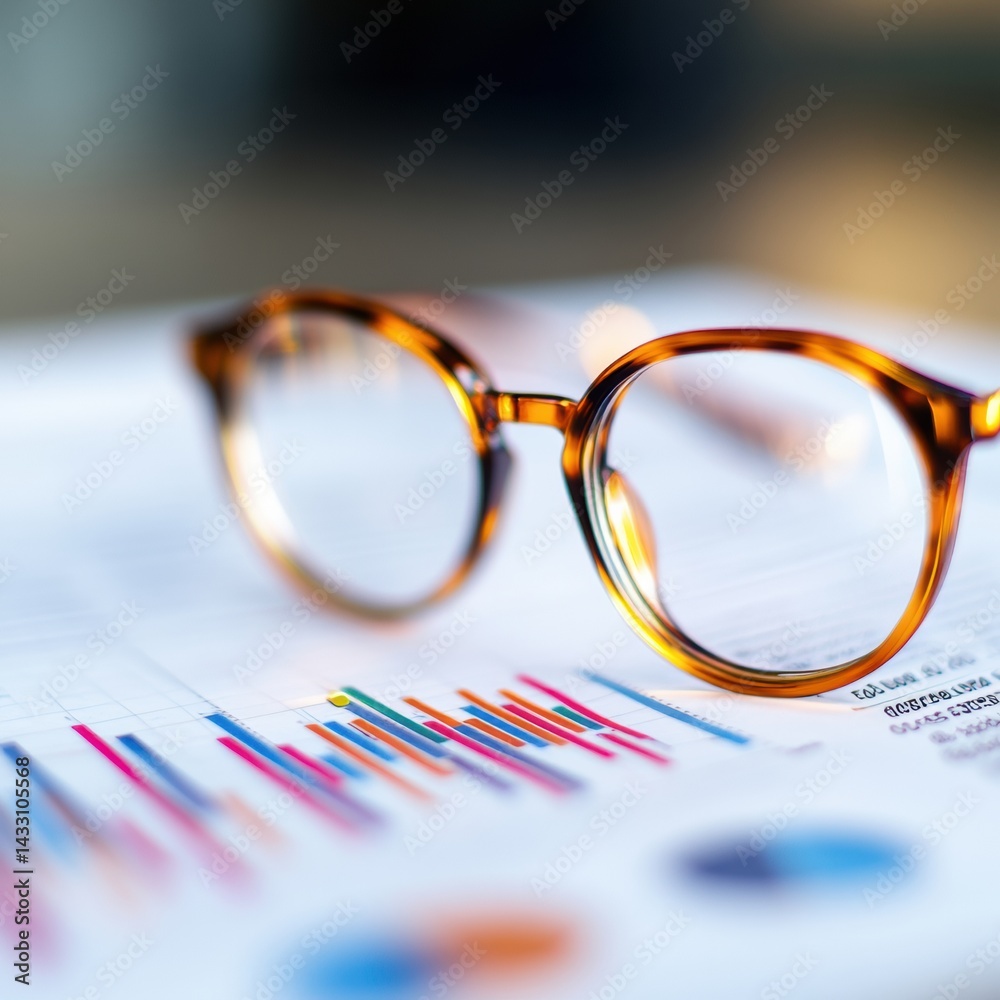 Poster Minimal Financial Analytics Retro Tortoiseshell Eyewear on Dynamic Data Visualization - Modern Business Intelligence and Strategic Reporting Insights
