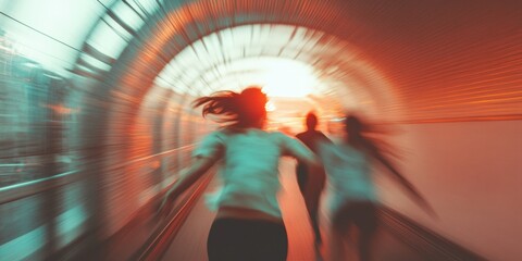 Empowered Momentum Dynamic Female Silhouettes in Futuristic Motion Blur - Inspiring Equality, Innovation, and Progressive Global Movement for International Womens Day 2025