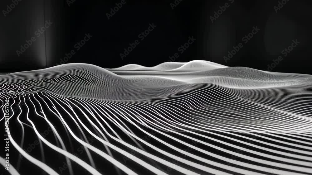 Poster captivating waves of light transform an empty space into a mesmerizing art installation at night gen