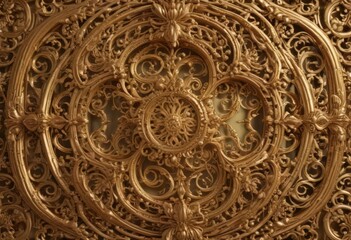 Obraz premium Intricate swirls & flourishes frame Gold filigree, ornate details , rococo, gold