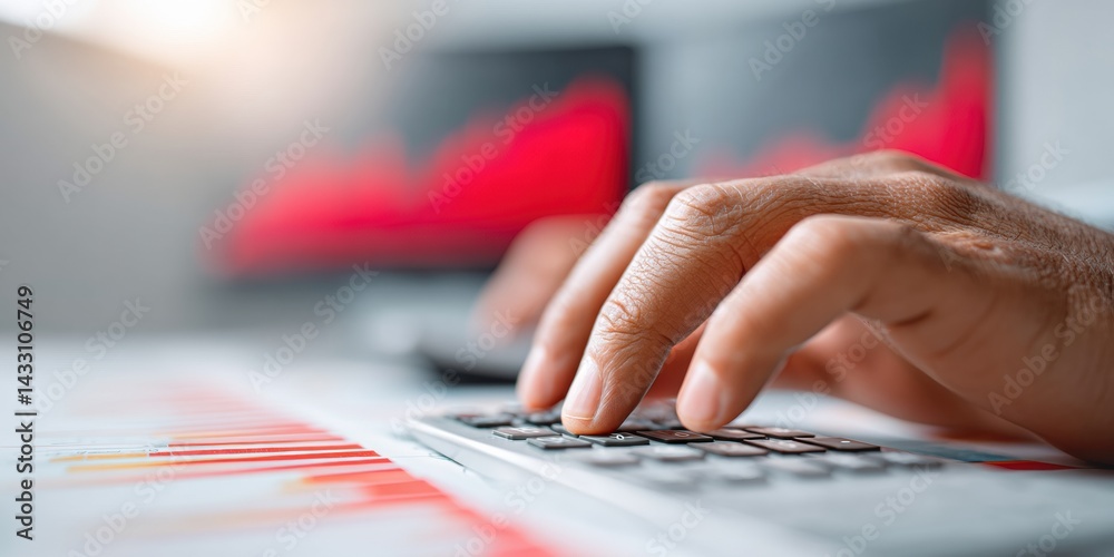Poster Precision Financial Analytics Minimalist Workspace Capturing Gen Z Professionals Hyper-Focused Data Interaction with Sleek Technological Workflow Optimization