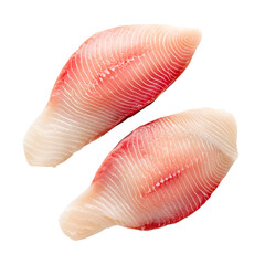 Delicate Fish Fillets Isolated on Black, Representing Freshness and Purity