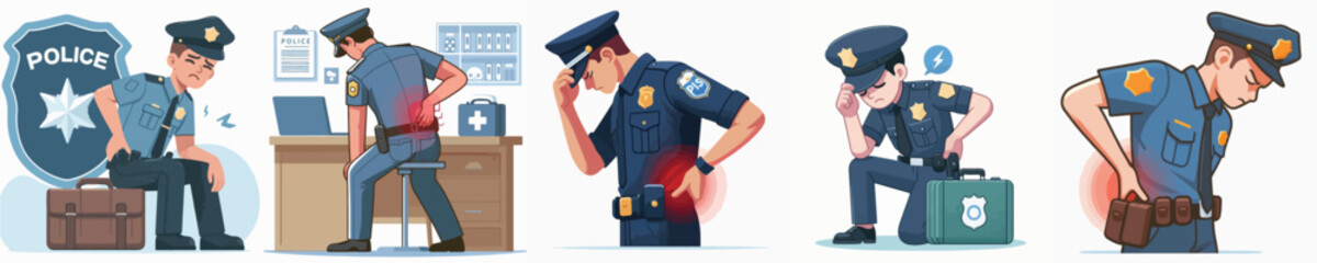 police character vector back pain