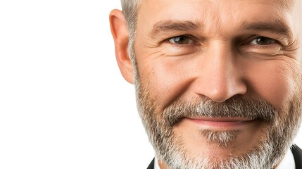Obraz premium Man with a beard and gray hair is smiling