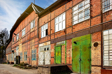 Old brick warehouses at the historic shipyard in Gdansk