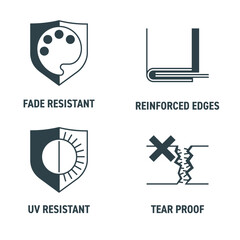 Textile icons - tear proof, UV and fade resist, Reinforced edges, in monochrome style
