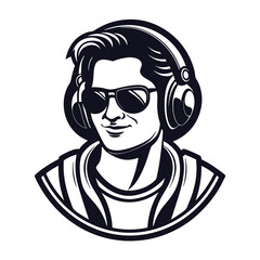 Stylish Man with Headphones and Sunglasses