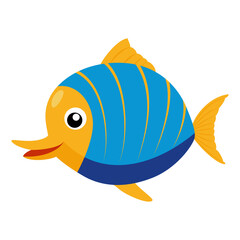 Yellow and blue cute fish. Ocean animal.