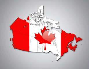 Modern Canada Map with Flag Overlay and 3D Effect