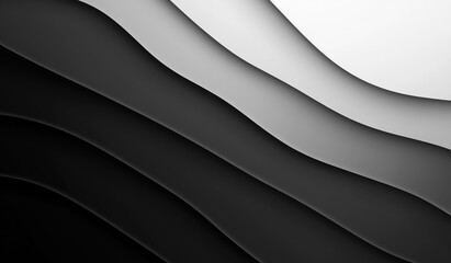 Fototapeta premium Black and white wavy layered background
