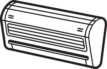 air conditioner line art, black outline, vector and illustration, coloring book page line art drawing