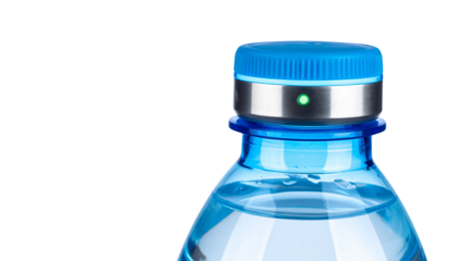 Smart water bottle cap with hydration reminder light, isolated on transparent background