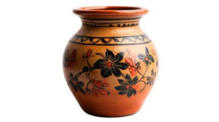 Floral design ceramic pot, handcrafted