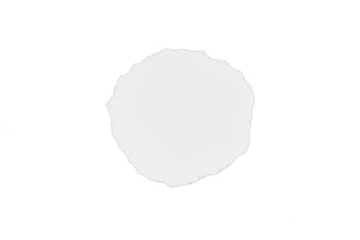 white round ripped blank piece of paper isolated on white or transparent png