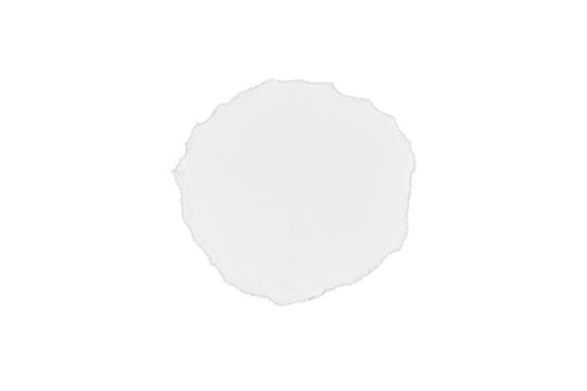 white round ripped blank piece of paper isolated on white or transparent png