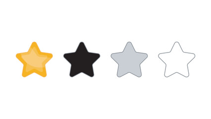 Mixed star rating icons (gold, black, gray, outline). Useful for visual reviews, ratings, product feedback, websites, apps, and dashboards.