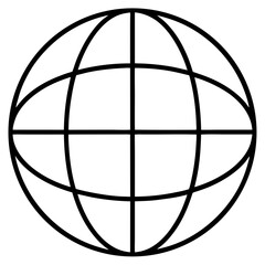 Outline globe icon representing global connectivity in a minimalist design