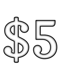 dollar sign on a white background $5