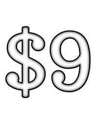 dollar sign on a white background $9
