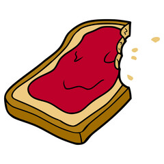toast with strawberry jam illustration hand drawn isolated vector