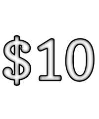 dollar sign on a white background $10