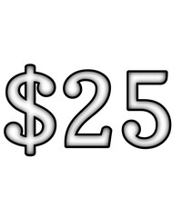 dollar sign on a white background $25