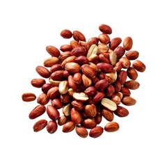 Pile of peanuts, shelled and unshelled on white background