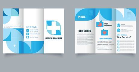 Medical Trifold Brochure Template. Minimalist Medical Leaflet for Clinics and Hospitals