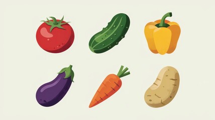 Colorful collection of fresh vegetables in a flat design style.