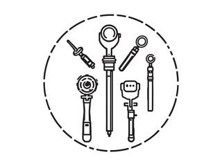 Dermatoscope line art skin analysis design