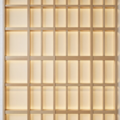 illuminated wooden grid lattice wall decor