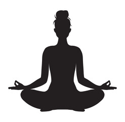 SILHOUETTE POSTURE YOGA POSITION DU LOTUS - Illustration vectorielle