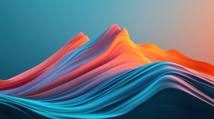 Vibrant abstract waves shades of orange, pink, and blue create dynamic visual experience, evoking sense of movement and energy