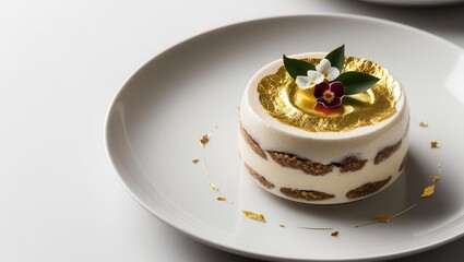 Elegant dessert creation fine dining restaurant food photography minimalist setting top view