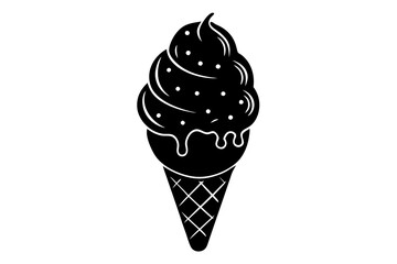ice cream cone silhouette vector illustration 