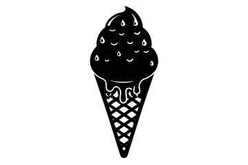 ice cream cone silhouette vector illustration 