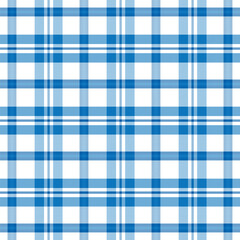 Plaid with twill weave repeat pattern.Gingham checkered tartan seamless pattern in white and blue.Vector illustration texture background design for fabric and prints.