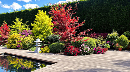 Fototapeta premium vibrant landscape featuring a variety of colorful plants and flowers