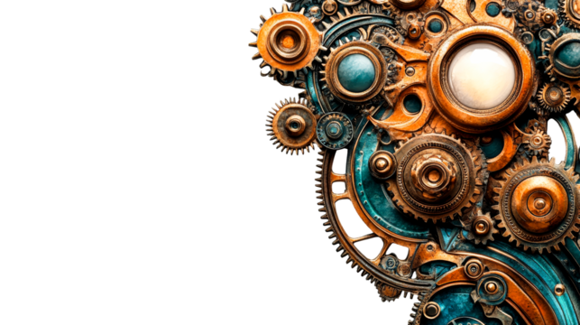 Intricate design of steampunk gears and cogs
