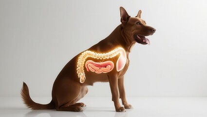 Exploring canine digestive system educational image from a veterinary clinic side view