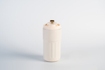 White cup cold storage. Tumbler glass cold store. on white background.
