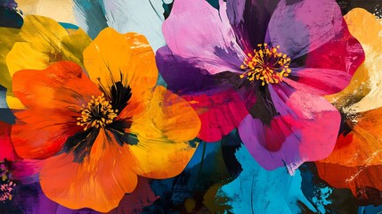 Vibrant Floral Impasto: A Symphony of Bold Colors and Lush Petals