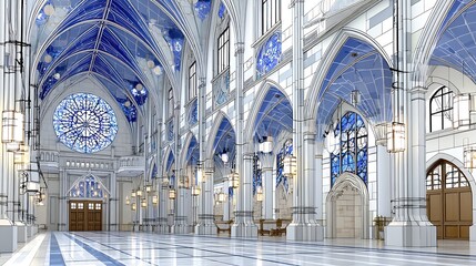 Obraz premium interior of the cathedral of saint mary in brussels belgium