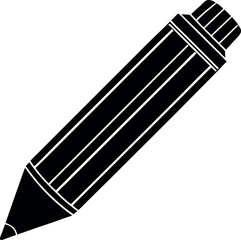 Pencil Silhouette in Black | Writing Tool Vector Icon for Education, Office & Creative