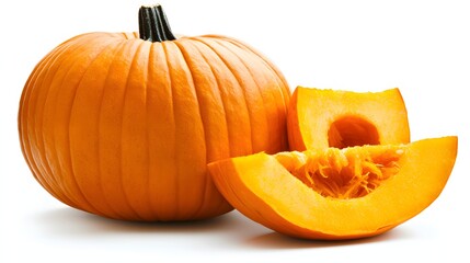Fresh Orange Pumpkin Sliced with a Rustic Texture Perfect for Autumn Harvest and Culinary Creations