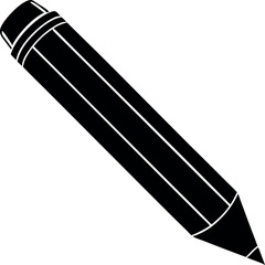 Pencil Silhouette in Black | Writing Tool Vector Icon for Education, Office & Creative